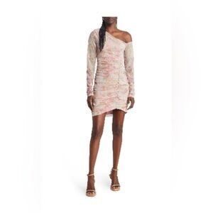 Free People Floral Ruched Long Sleeve Mini Dress